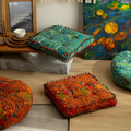 Bohemian Round Floor Cushion with Thick Padding – Comfortable Floor Pillow for Stylish Seating, 50cm Diameter