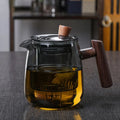 Borosilicate Glass Teapot with Infuser and Wooden Handle – 550 ml Capacity for Loose Tea