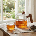 Borosilicate Glass Teapot with Infuser and Wooden Handle – 550 ml Capacity for Loose Tea