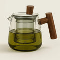 Borosilicate Glass Teapot with Infuser and Wooden Handle – 550 ml Capacity for Loose Tea