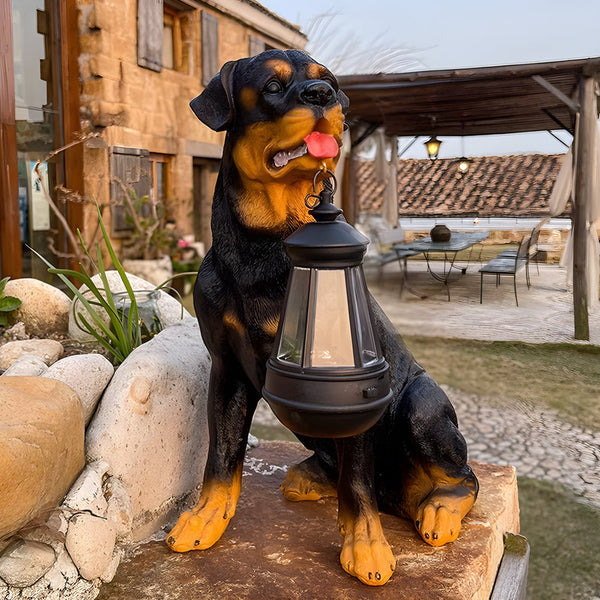 Canine Solar Lantern Garden Sculpture – Decorative Outdoor Dog Light for Garden & Patio