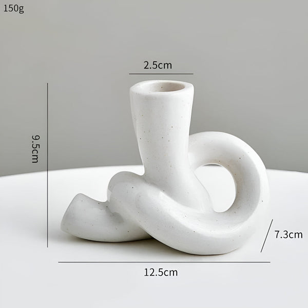 Ceramic Candle Holder with Knotted Design – Neutral Finish, Ideal for Tea Light or Candle Stick Holder, Elegant Home Decor