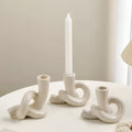 Ceramic Candle Holder with Knotted Design – Neutral Finish, Ideal for Tea Light or Candle Stick Holder, Elegant Home Decor