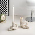 Ceramic Candle Holder with Knotted Design – Neutral Finish, Ideal for Tea Light or Candle Stick Holder, Elegant Home Decor