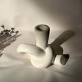 Ceramic Candle Holder with Knotted Design – Neutral Finish, Ideal for Tea Light or Candle Stick Holder, Elegant Home Decor