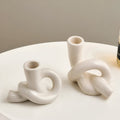 Ceramic Candle Holder with Knotted Design – Neutral Finish, Ideal for Tea Light or Candle Stick Holder, Elegant Home Decor