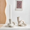 Ceramic Candle Holder with Knotted Design – Neutral Finish, Ideal for Tea Light or Candle Stick Holder, Elegant Home Decor