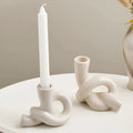 Ceramic Candle Holder with Knotted Design – Neutral Finish, Ideal for Tea Light or Candle Stick Holder, Elegant Home Decor