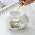 Ceramic Oil Burner with Glossy White Finish for Essential Oils and Tealight Candles – Compact Indoor Tabletop Design