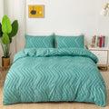 Chevron Pattern Plush Quilt Cover Set – Soft Microfiber Bedding Set with Pillowcases for Year-Round Comfort