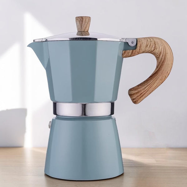 Classic Blue Moka Pot | Stovetop Espresso Maker with High-Pressure Extraction | Timeless Design for Rich Coffee 0