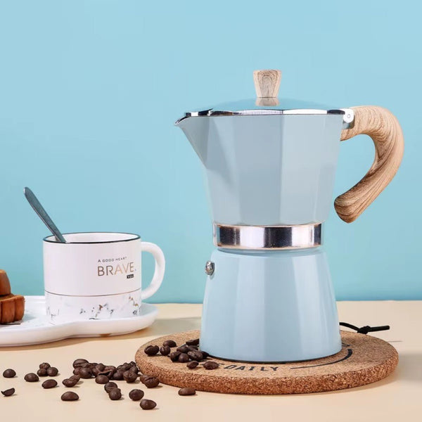 Classic Blue Moka Pot | Stovetop Espresso Maker with High-Pressure Extraction | Timeless Design for Rich Coffee 1