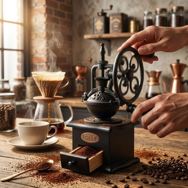 Classic Collection | Burr Coffee Grinder with Ceramic Core | Vintage Metal Design for Freshly Ground Coffee 1