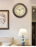 Classic Home Decor | Wall Clock with Silent Mechanism | 30 cm Brown Finish for Peaceful Elegance 1