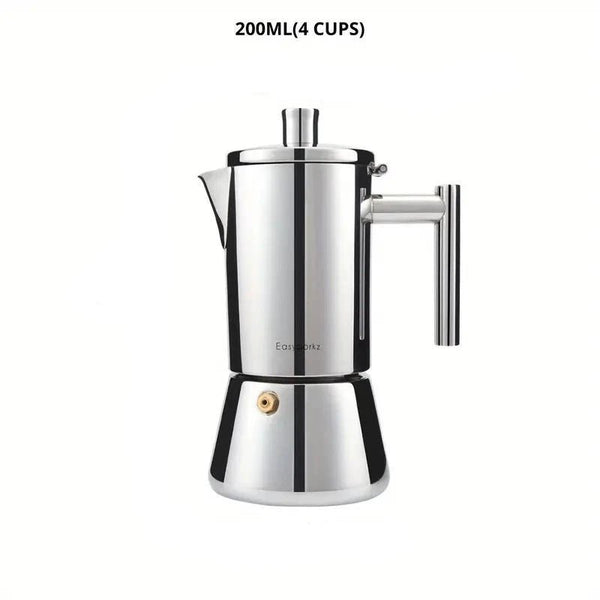 Classic Italian Moka Pot | Premium Stainless Steel Design with Heat-Resistant Handle | Perfect for Authentic Espresso at Home 0