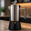 Classic Italian Moka Pot | Premium Stainless Steel Design with Heat-Resistant Handle | Perfect for Authentic Espresso at Home 4