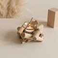 Coastal Tealight Candle Holder with Wooden Frame and Glass Insert for Indoor Tabletop Decor