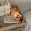 Coastal Tealight Candle Holder with Wooden Frame and Glass Insert for Indoor Tabletop Decor