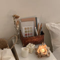 Coastal Tealight Candle Holder with Wooden Frame and Glass Insert for Indoor Tabletop Decor