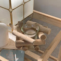 Coastal Tealight Candle Holder with Wooden Frame and Glass Insert for Indoor Tabletop Decor