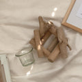 Coastal Tealight Candle Holder with Wooden Frame and Glass Insert for Indoor Tabletop Decor