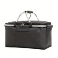 Collapsible Insulated Picnic Basket with Leakproof Lining, 18L Capacity, Lightweight Aluminum Frame