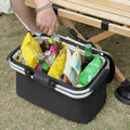 Collapsible Insulated Picnic Basket with Leakproof Lining, 18L Capacity, Lightweight Aluminum Frame