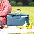 Collapsible Insulated Picnic Basket with Leakproof Lining, 18L Capacity, Lightweight Aluminum Frame