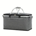 Collapsible Insulated Picnic Basket with Leakproof Lining, 18L Capacity, Lightweight Aluminum Frame