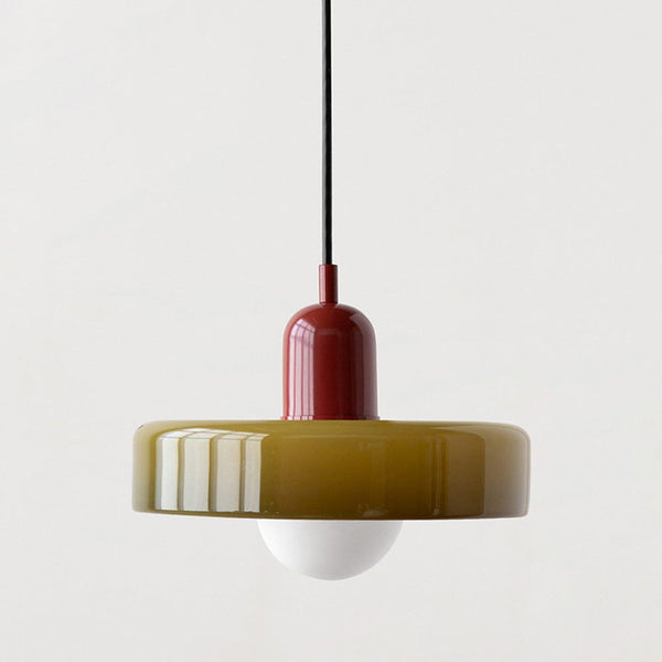 Colored Glass Pendant Lighting – Modern Adjustable Height Fixture for Kitchen and Home Decor, Round Design, 25cm or 35cm Diameter