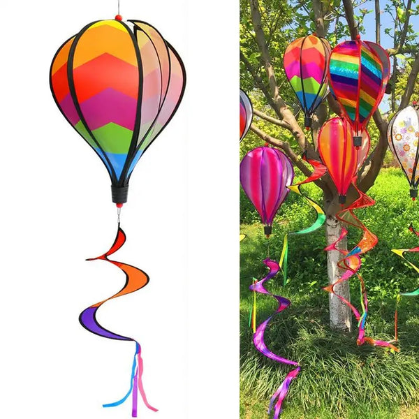 Colorful Hot Air Balloon Wind Spinner for Garden – 43 Inch Outdoor Decoration with Durable Fabric and Easy Installation