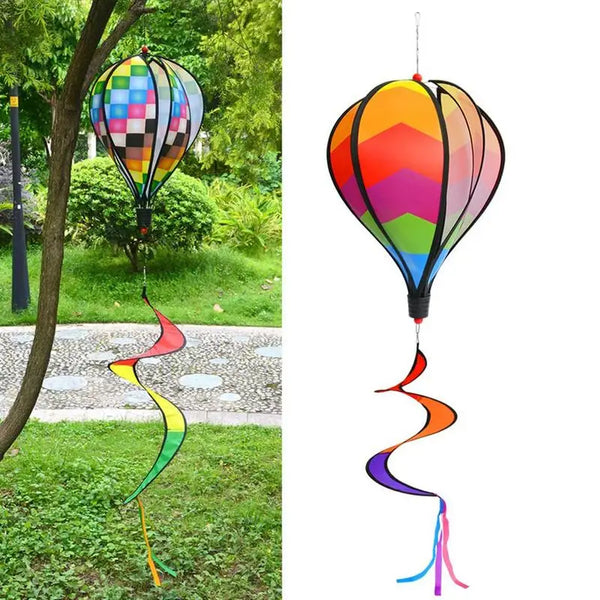 Colorful Hot Air Balloon Wind Spinner for Garden – 43 Inch Outdoor Decoration with Durable Fabric and Easy Installation
