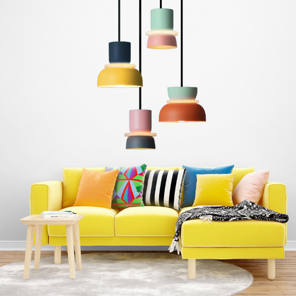 Colorful Macaron Pendant Light – Customizable LED Hanging Lights for Kitchen and Home Decor