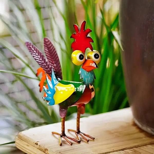 Colorful Metal Garden Rooster Ornament – Handcrafted Weather-Resistant Lawn Decoration for Outdoor Decor
