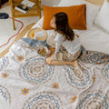 Cotton Throw Blanket with Bohemian Mandala Pattern – Soft, Breathable Multi-Use Indoor and Outdoor Blanket