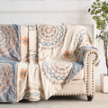 Cotton Throw Blanket with Bohemian Mandala Pattern – Soft, Breathable Multi-Use Indoor and Outdoor Blanket