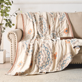 Cotton Throw Blanket with Bohemian Mandala Pattern – Soft, Breathable Multi-Use Indoor and Outdoor Blanket