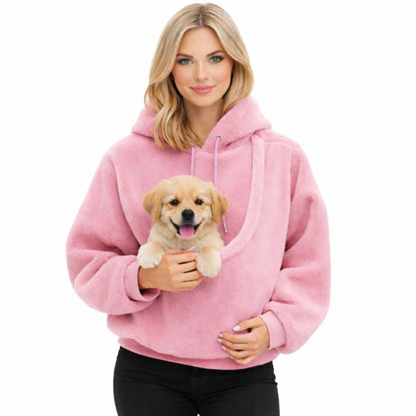 Cozy Pet Carrier Hoodie | Plush Sweatshirt with Soft Front Pouch for Comfort 1