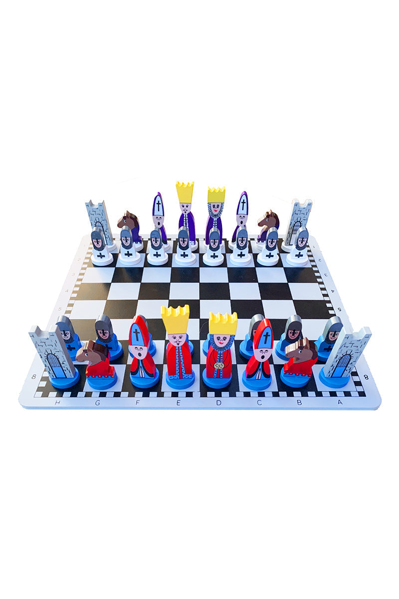 Creative Play | Educational Wooden Chess Set with Colorful Designs | Develops Strategic Thinking for Kids 0