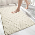 Diamond Jacquard Bath Mat – Ultra-Soft Microfiber Non-Slip Bathroom Rug with Geometric Design, Machine Washable, Plush Comfort