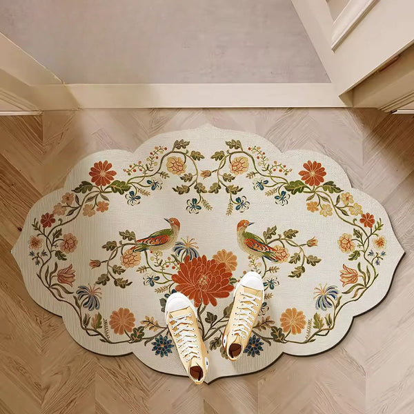 Diatomaceous Bath Mat with Floral Design – Quick-Drying Non-Slip Bathroom Mat for Safety and Comfort