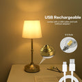Dimmable Cordless Table Lamp with USB Rechargeable Battery and Brushed Metal Finish – Soft Ambient Lighting for Bedside or Desk Use