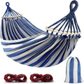 Double Camping Hammock with Wooden Spreaders – Anti-Roll Design, Durable Canvas, Portable for Outdoor Relaxation