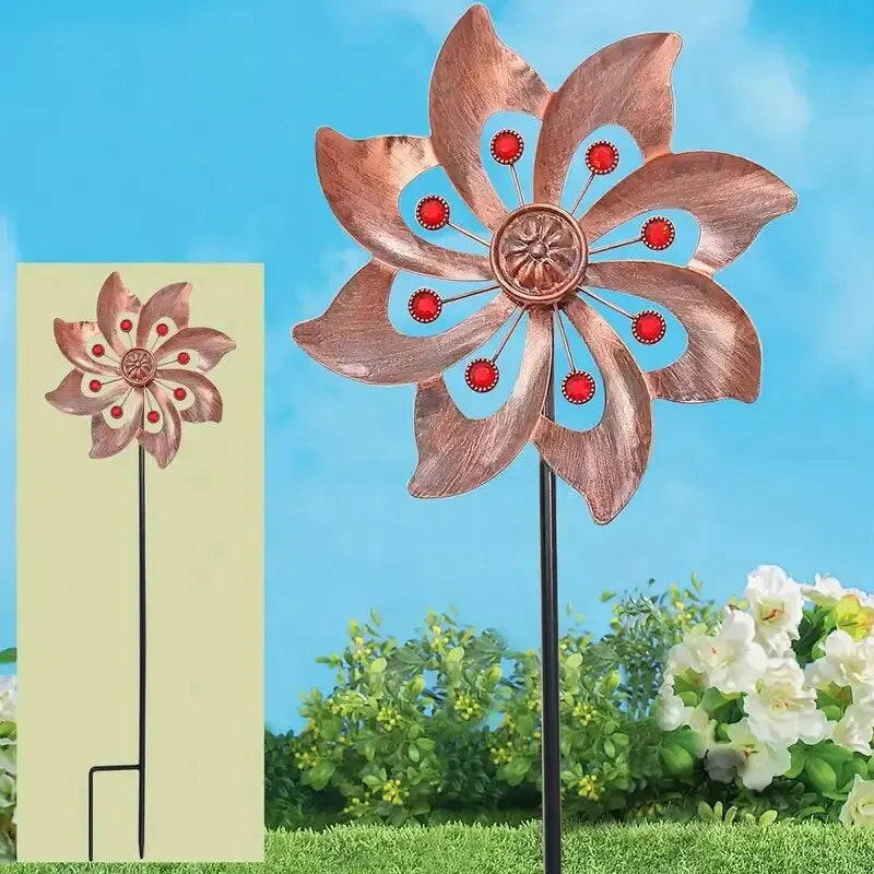 Double Windmill Metal Wind Spinner for Garden Decor – Durable Kinetic Yard Art for Outdoor Spaces