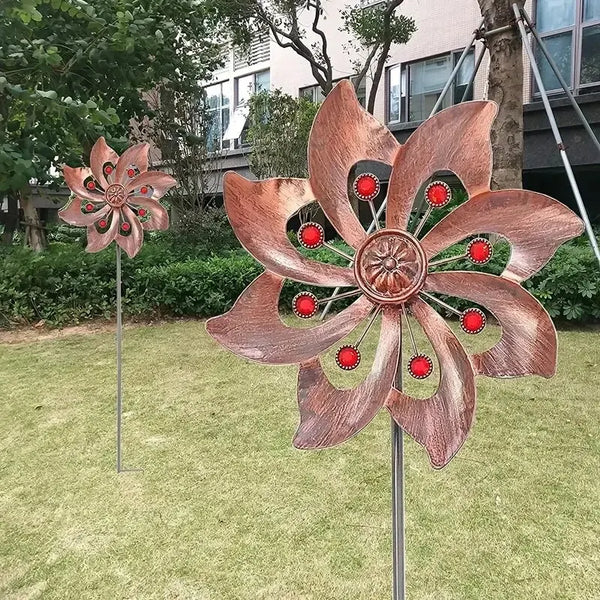 Double Windmill Metal Wind Spinner for Garden Decor – Durable Kinetic Yard Art for Outdoor Spaces