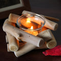 Driftwood Candle Holder with Glass Insert Rustic Coastal Tealight Holder for Home Decor