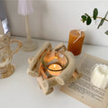 Driftwood Candle Holder with Glass Insert Rustic Coastal Tealight Holder for Home Decor