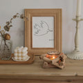 Driftwood Candle Holder with Glass Insert Rustic Coastal Tealight Holder for Home Decor