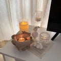 Driftwood Candle Holder with Glass Insert Rustic Coastal Tealight Holder for Home Decor