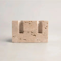 Dual Travertine Marble Taper Candle Holder with Minimalist Design for Home Decor